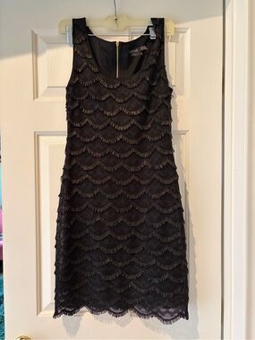 GUESS Black Fringe-Trim Mini Dress